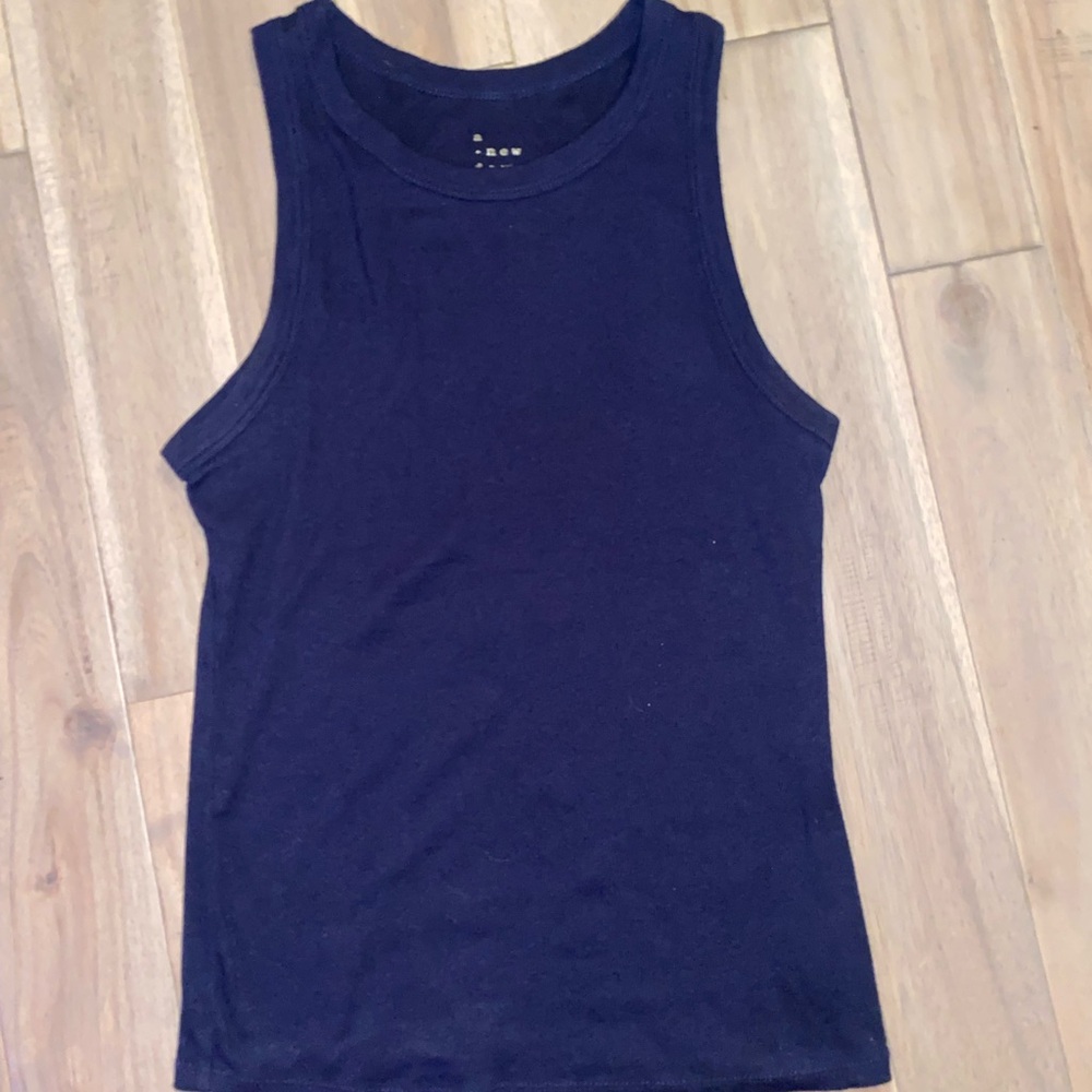 a new day Navy Blue Ribbed Tank Top